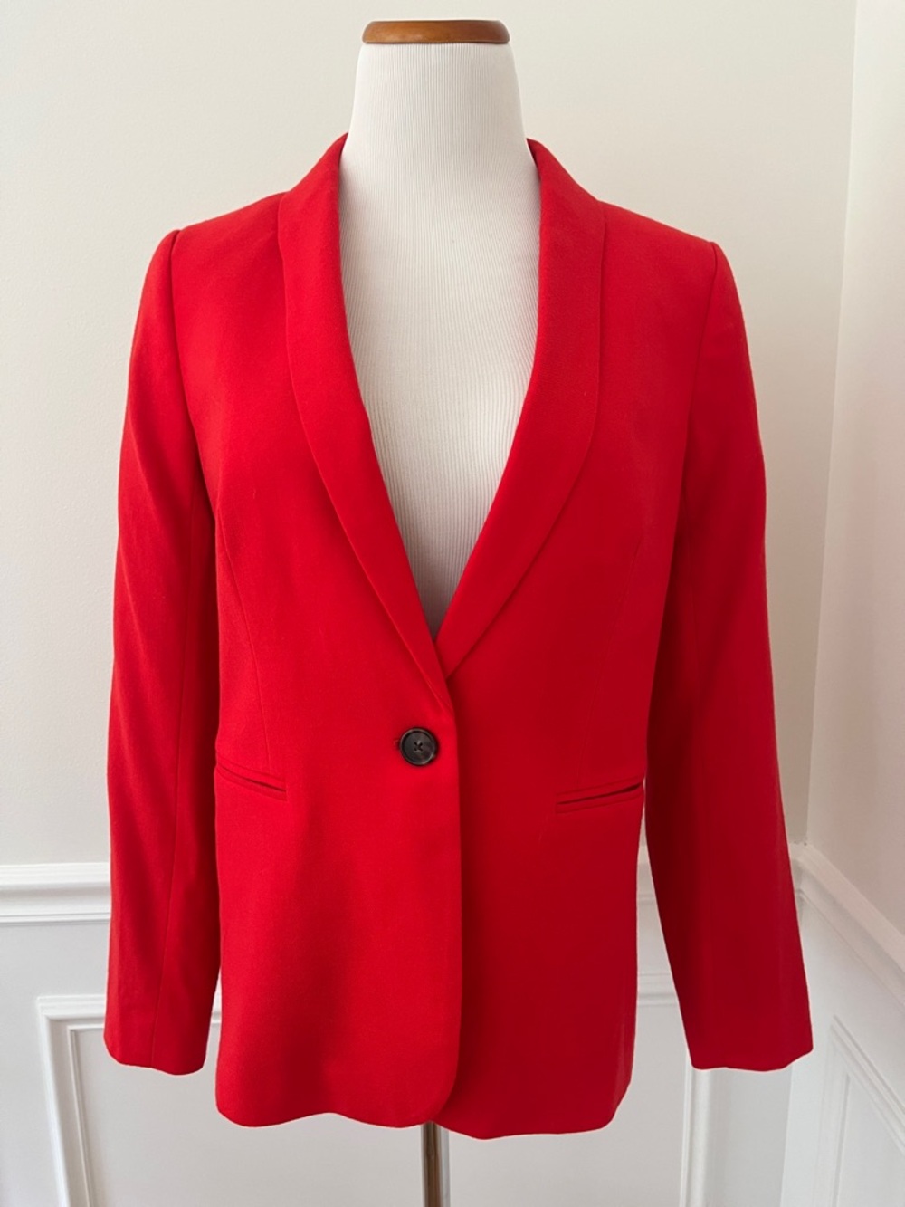 Red Single-Button Women’s Blazer